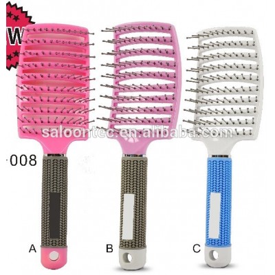 Big Professional Salon Soft Complex Vent Curved Hair Brush & Comb Kit For Men Women Thick Hair Tangle Helper Smoothing (pink)